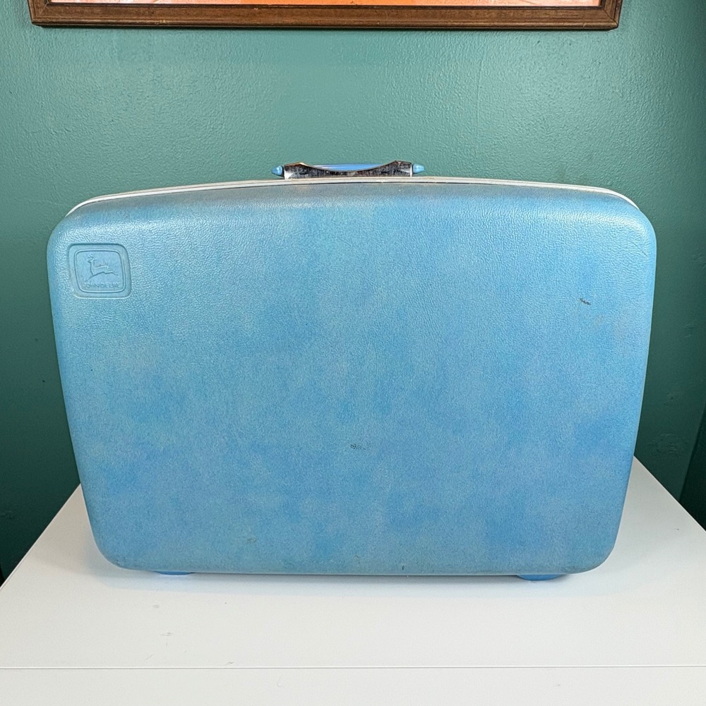 Vintage Samsonite Silhouette John Deere Blue Train Case Suitcase‎ USA